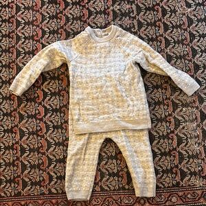 Cozy Neutral Merino Wool Two-Piece Set - Light Tan Pattern